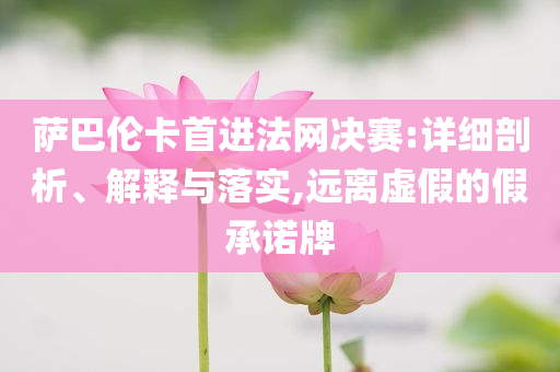 薩巴倫卡首進(jìn)法網(wǎng)決賽:詳細(xì)剖析、解釋與落實(shí),遠(yuǎn)離虛假的假承諾牌