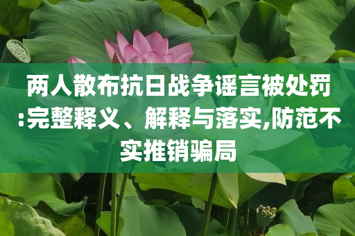 兩人散布抗日戰(zhàn)爭謠言被處罰:完整釋義、解釋與落實(shí),防范不實(shí)推銷騙局