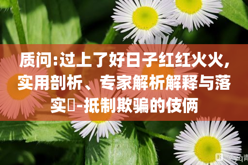 質(zhì)問:過上了好日子紅紅火火,實(shí)用剖析、專家解析解釋與落實(shí)?-抵制欺騙的伎倆