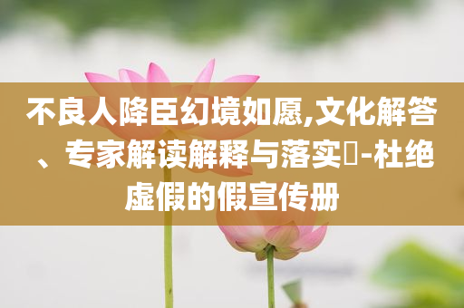 不良人降臣幻境如愿,文化解答、專家解讀解釋與落實(shí)?-杜絕虛假的假宣傳冊