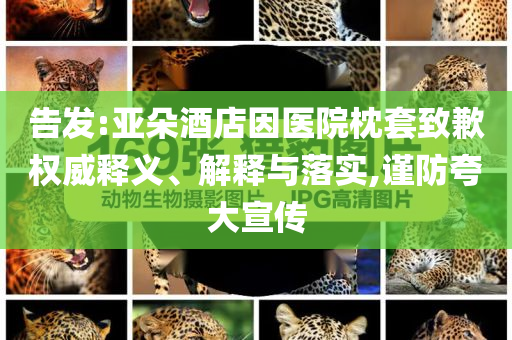 告發(fā):亞朵酒店因醫(yī)院枕套致歉權(quán)威釋義、解釋與落實(shí),謹(jǐn)防夸大宣傳