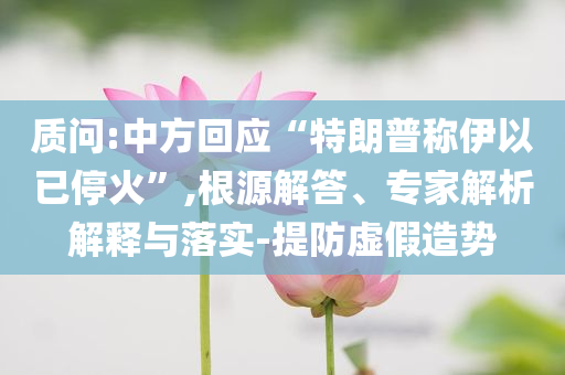 質(zhì)問:中方回應(yīng)“特朗普稱伊以已停火”,根源解答、專家解析解釋與落實(shí)-提防虛假造勢