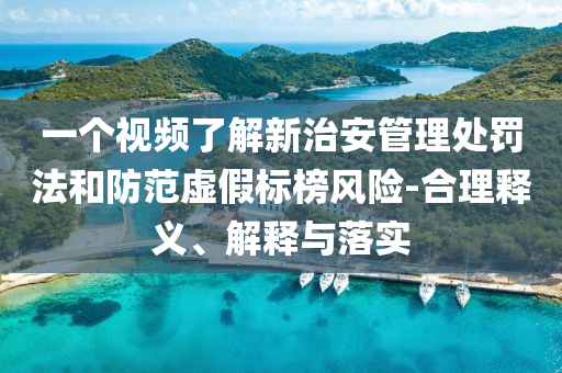 一個(gè)視頻了解新治安管理處罰法和防范虛假標(biāo)榜風(fēng)險(xiǎn)-合理釋義、解釋與落實(shí)