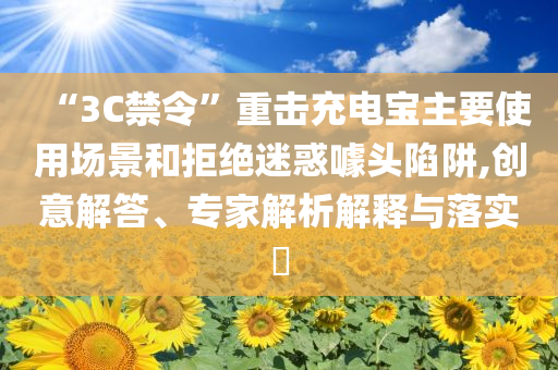 “3C禁令”重?fù)舫潆妼氈饕褂脠?chǎng)景和拒絕迷惑噱頭陷阱,創(chuàng)意解答、專家解析解釋與落實(shí)?