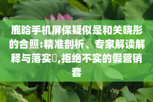鹿晗手機(jī)屏保疑似是和關(guān)曉彤的合照:精準(zhǔn)剖析、專(zhuān)家解讀解釋與落實(shí)?,拒絕不實(shí)的假營(yíng)銷(xiāo)套