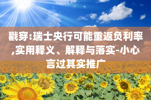 戳穿:瑞士央行可能重返負(fù)利率,實(shí)用釋義、解釋與落實(shí)-小心言過其實(shí)推廣