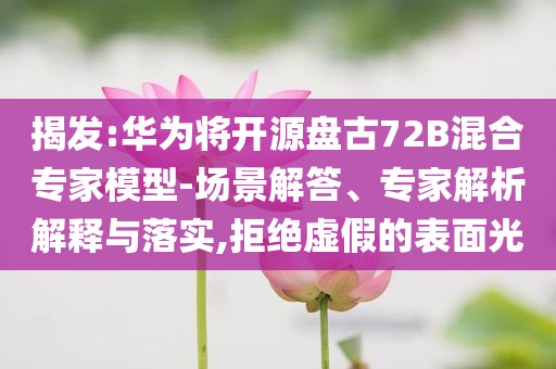 揭發(fā):華為將開源盤古72B混合專家模型-場景解答、專家解析解釋與落實,拒絕虛假的表面光