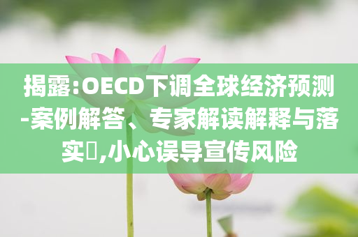 揭露:OECD下調(diào)全球經(jīng)濟預測-案例解答、專家解讀解釋與落實?,小心誤導宣傳風險