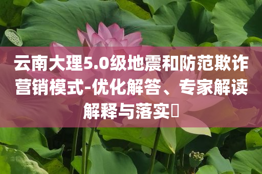 云南大理5.0級地震和防范欺詐營銷模式-優(yōu)化解答、專家解讀解釋與落實?