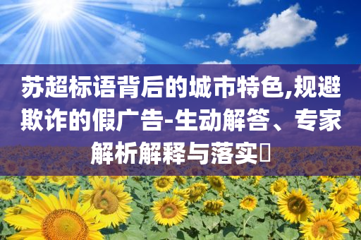 蘇超標(biāo)語背后的城市特色,規(guī)避欺詐的假廣告-生動解答、專家解析解釋與落實?