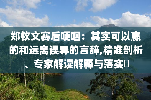 鄭欽文賽后哽咽：其實可以贏的和遠離誤導的言辭,精準剖析、專家解讀解釋與落實?
