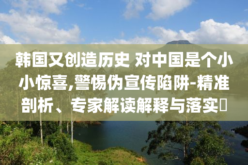韓國又創(chuàng)造歷史 對中國是個小小驚喜,警惕偽宣傳陷阱-精準剖析、專家解讀解釋與落實?