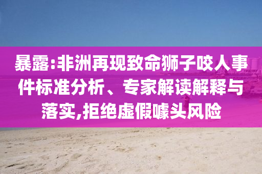 暴露:非洲再現(xiàn)致命獅子咬人事件標(biāo)準(zhǔn)分析、專家解讀解釋與落實(shí),拒絕虛假噱頭風(fēng)險(xiǎn)