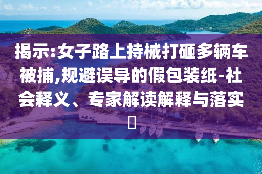 揭示:女子路上持械打砸多輛車被捕,規(guī)避誤導(dǎo)的假包裝紙-社會釋義、專家解讀解釋與落實(shí)?