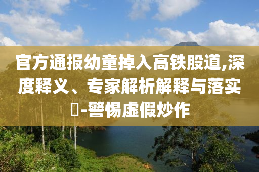 官方通報幼童掉入高鐵股道,深度釋義、專家解析解釋與落實?-警惕虛假炒作