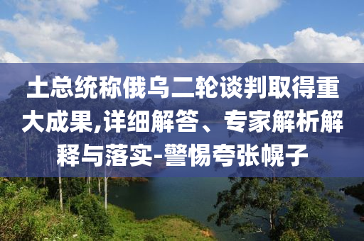 土總統(tǒng)稱俄烏二輪談判取得重大成果,詳細(xì)解答、專家解析解釋與落實(shí)-警惕夸張幌子