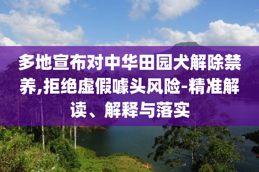 多地宣布對中華田園犬解除禁養(yǎng),拒絕虛假噱頭風(fēng)險-精準(zhǔn)解讀、解釋與落實