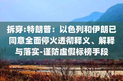 拆穿:特朗普：以色列和伊朗已同意全面停火透徹釋義、解釋與落實(shí)-謹(jǐn)防虛假標(biāo)榜手段