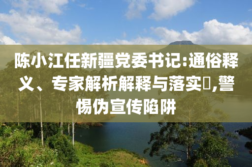 陳小江任新疆黨委書(shū)記:通俗釋義、專(zhuān)家解析解釋與落實(shí)?,警惕偽宣傳陷阱