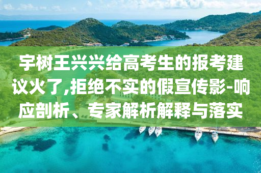 宇樹王興興給高考生的報考建議火了,拒絕不實的假宣傳影-響應剖析、專家解析解釋與落實