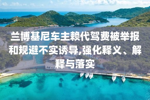 蘭博基尼車主賴代駕費(fèi)被舉報(bào)和規(guī)避不實(shí)誘導(dǎo),強(qiáng)化釋義、解釋與落實(shí)