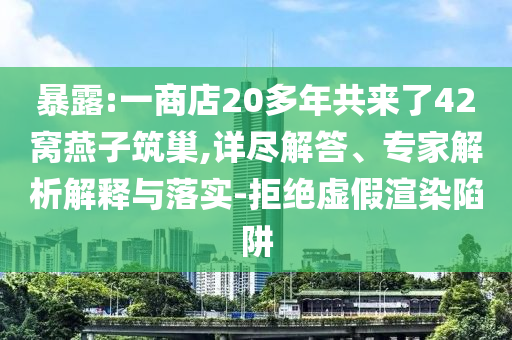 暴露:一商店20多年共來了42窩燕子筑巢,詳盡解答、專家解析解釋與落實-拒絕虛假渲染陷阱