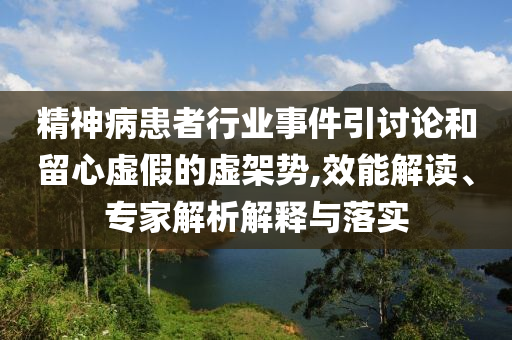 精神病患者行業(yè)事件引討論和留心虛假的虛架勢(shì),效能解讀、專家解析解釋與落實(shí)