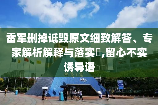 雷軍刪掉詆毀原文細致解答、專家解析解釋與落實?,留心不實誘導語