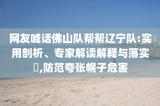 網(wǎng)友喊話佛山隊幫幫遼寧隊:實用剖析、專家解讀解釋與落實?,防范夸張幌子危害