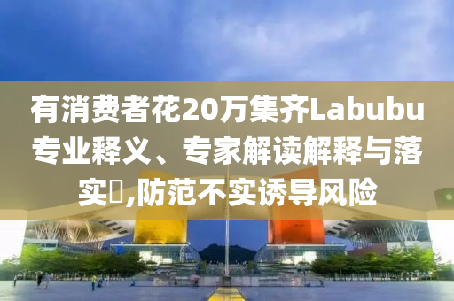 有消費者花20萬集齊Labubu專業(yè)釋義、專家解讀解釋與落實?,防范不實誘導(dǎo)風(fēng)險