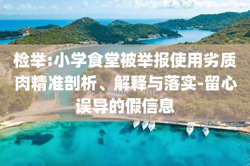 檢舉:小學(xué)食堂被舉報(bào)使用劣質(zhì)肉精準(zhǔn)剖析、解釋與落實(shí)-留心誤導(dǎo)的假信息