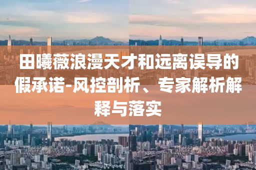 田曦薇浪漫天才和遠離誤導(dǎo)的假承諾-風(fēng)控剖析、專家解析解釋與落實