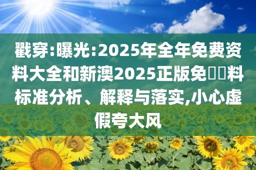 戳穿:曝光:2025年全年免費資料大全和新澳2025正版免費資料標準分析、解釋與落實,小心虛假夸大風