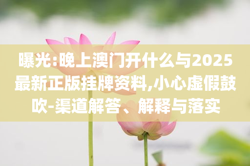 曝光:晚上澳門開什么與2025最新正版掛牌資料,小心虛假鼓吹-渠道解答、解釋與落實