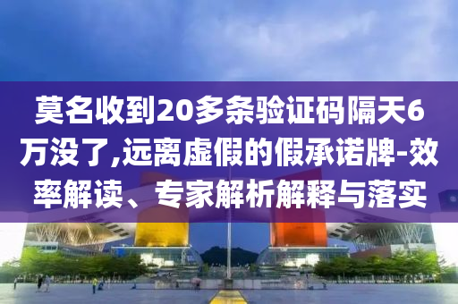莫名收到20多條驗證碼隔天6萬沒了,遠(yuǎn)離虛假的假承諾牌-效率解讀、專家解析解釋與落實