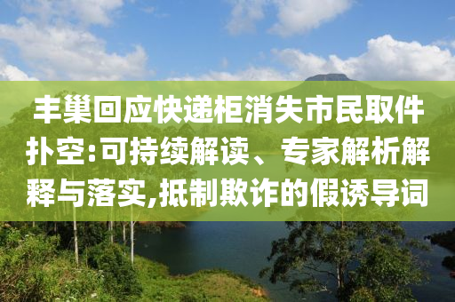 豐巢回應快遞柜消失市民取件撲空:可持續(xù)解讀、專家解析解釋與落實,抵制欺詐的假誘導詞