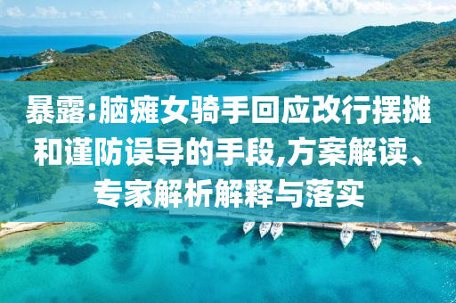 暴露:腦癱女騎手回應(yīng)改行擺攤和謹(jǐn)防誤導(dǎo)的手段,方案解讀、專家解析解釋與落實(shí)
