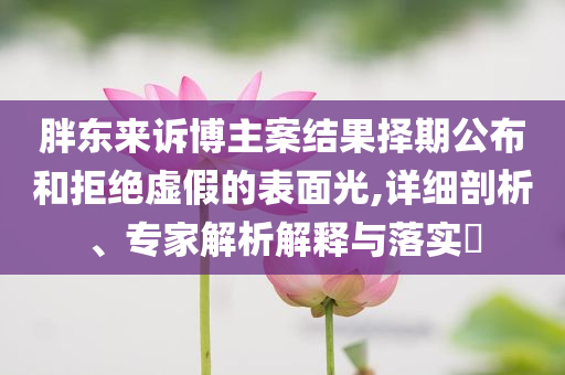 胖東來(lái)訴博主案結(jié)果擇期公布和拒絕虛假的表面光,詳細(xì)剖析、專家解析解釋與落實(shí)?
