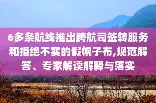 6多條航線推出跨航司簽轉(zhuǎn)服務(wù)和拒絕不實(shí)的假幌子布,規(guī)范解答、專家解讀解釋與落實(shí)