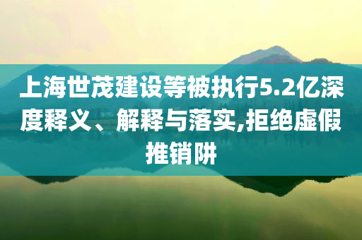 上海世茂建設(shè)等被執(zhí)行5.2億深度釋義、解釋與落實(shí),拒絕虛假推銷阱