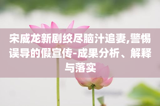 宋威龍新劇絞盡腦汁追妻,警惕誤導(dǎo)的假宣傳-成果分析、解釋與落實(shí)