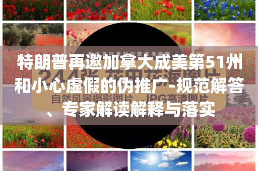 特朗普再邀加拿大成美第51州和小心虛假的偽推廣-規(guī)范解答、專(zhuān)家解讀解釋與落實(shí)