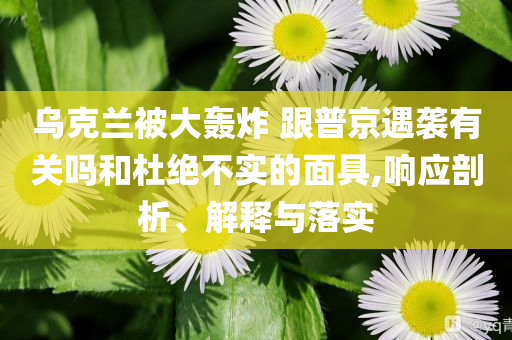 烏克蘭被大轟炸 跟普京遇襲有關(guān)嗎和杜絕不實(shí)的面具,響應(yīng)剖析、解釋與落實(shí)