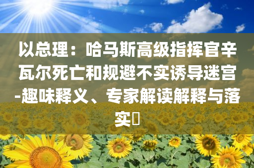 以總理：哈馬斯高級(jí)指揮官辛瓦爾死亡和規(guī)避不實(shí)誘導(dǎo)迷宮-趣味釋義、專家解讀解釋與落實(shí)?