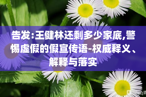 告發(fā):王健林還剩多少家底,警惕虛假的假宣傳語-權(quán)威釋義、解釋與落實