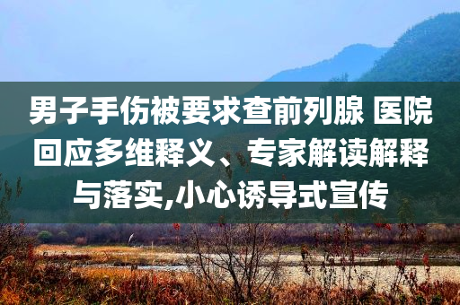 男子手傷被要求查前列腺 醫(yī)院回應多維釋義、專家解讀解釋與落實,小心誘導式宣傳