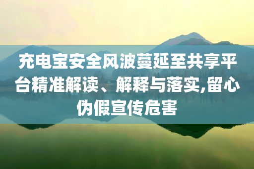 充電寶安全風(fēng)波蔓延至共享平臺(tái)精準(zhǔn)解讀、解釋與落實(shí),留心偽假宣傳危害