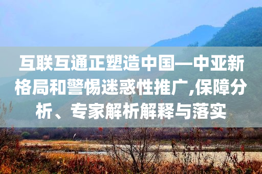 互聯(lián)互通正塑造中國—中亞新格局和警惕迷惑性推廣,保障分析、專家解析解釋與落實(shí)