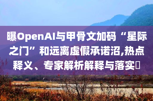 曝OpenAI與甲骨文加碼“星際之門”和遠離虛假承諾沼,熱點釋義、專家解析解釋與落實?