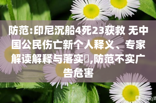 防范:印尼沉船4死23獲救 無中國公民傷亡新個(gè)人釋義、專家解讀解釋與落實(shí)?,防范不實(shí)廣告危害